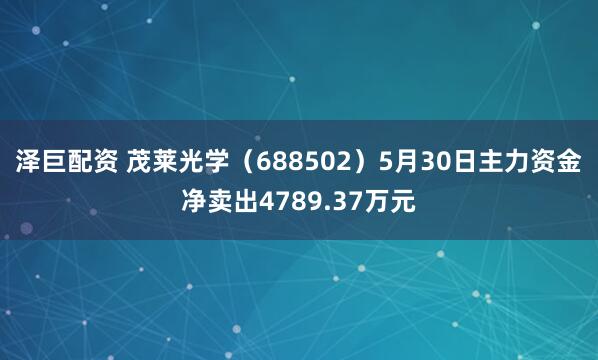 泽巨配资 茂莱光学（688502）5月30日主力资金净卖出4789.37万元